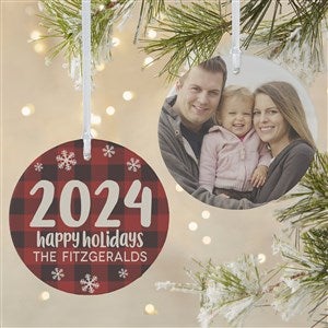 Buffalo Plaid Family Personalized Year Ornament- 3.75 Matte - 2 Sided - 37764-2L