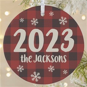 Buffalo Plaid Family Personalized Year Ornament- 3.75" Matte - 1 Sided - 37764-1L