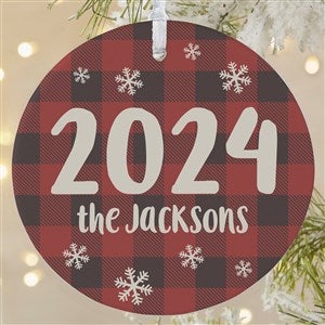 Buffalo Plaid Family Personalized Year Ornament- 3.75" Matte - 1 Sided - 37764-1L