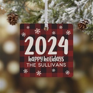 Buffalo Plaid Family Personalized Year Ornament- 2.75" Metal - 1 Sided - 37764-1M