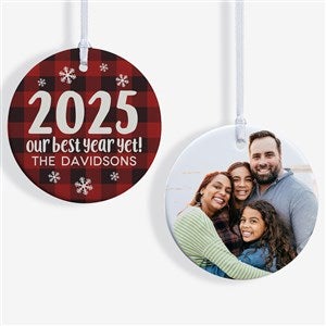 Buffalo Plaid Family Personalized Year Ornament- 2.85 Glossy - 2 Sided - 37764-2S