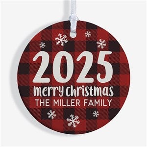 Buffalo Plaid Family Personalized Year Ornament- 2.85 Glossy - 1 Sided - 37764-1S