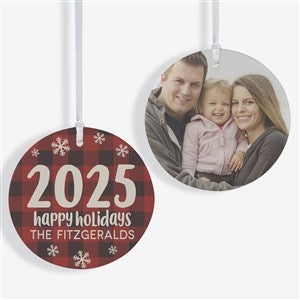Buffalo Plaid Family Personalized Year Ornament- 3.75 Matte - 2 Sided - 37764-2L
