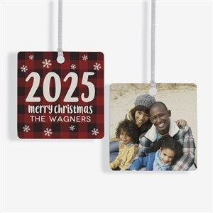 Buffalo Plaid Family Personalized Year Ornament- 2.75 Metal - 2 Sided - 37764-2M