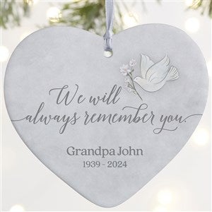 We Will Always Remember You Personalized Heart Ornament- 4" Matte - 1 Sided - 37769-1L