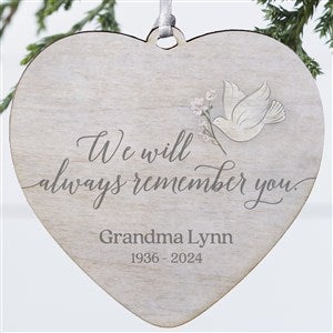 We Will Always Remember You Personalized Heart Ornament- 4" Wood - 1 Sided - 37769-1W