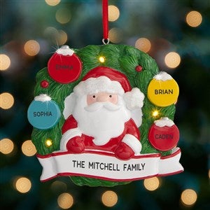 Santa with Wreath Personalized Light Up Ornament - 37772