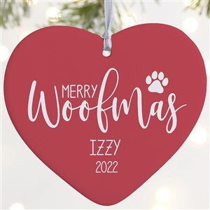 Merry Woofmas Personalized Heart Ornament- 4