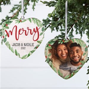 Watercolor Foliage Personalized Heart Ornament- 4