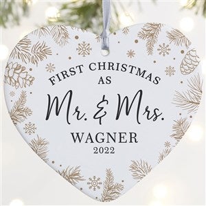 Gold Foliage Wedding Personalized Heart Ornament- 4
