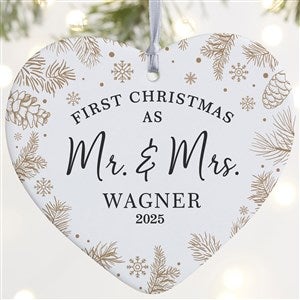 Gold Foliage Wedding Personalized Heart Ornament- 4 Matte - 1 Sided - 37781-1L