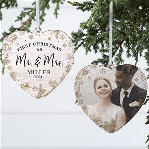 Gold Foliage Wedding Personalized Heart Ornament- 4 Wood - 2 Sided - 37781-2W