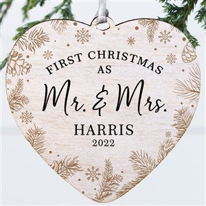 Gold Foliage Wedding Personalized Heart Ornament- 4