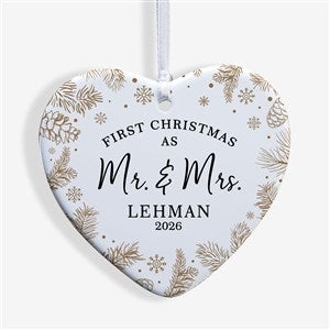 Gold Foliage Wedding Personalized Heart Ornament- 3.25 Glossy - 1 Sided - 37781-1
