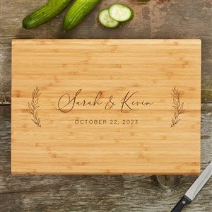 Elegant Couple Personalized Wedding Bamboo Cutting Board- 14x18 - 37834-L