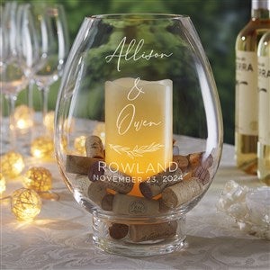 Elegant Couple Engraved Hurricane Candle Holder - 37837