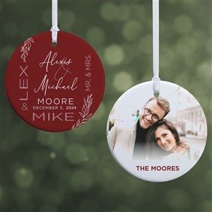 Elegant Couple Wedding Personalized Ornament- 2.85 Glossy - 2 Sided - 37839-2S