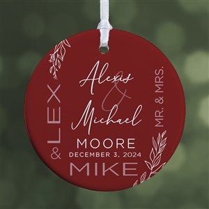 Elegant Couple Wedding Personalized Ornament- 2.85 Glossy - 1 Sided - 37839-1S