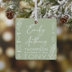 Elegant Couple Wedding Personalized Square Ornament- 2.75" Metal - 1 Sided - 37839-1M