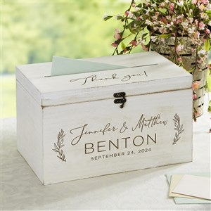 Elegant Couple Engraved Wooden Wedding Keepsake Card Box - 37840