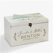 Elegant Couple Engraved Wooden Wedding Keepsake Card Box - 37840