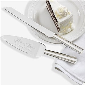 Elegant Couple Engraved Wedding Cake Knife  Server Set - 37846