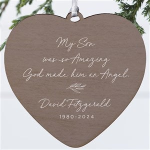 So Amazing God Made An Angel Personalized Heart Ornament- 4 Wood - 1 Sided - 37895-1W