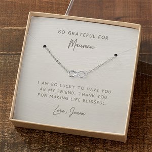 Grateful For You Silver Infinity Necklace With Personalized Message Card - 37922-SI