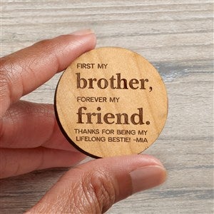 First My Brother Personalized Wood Pocket Token- Natural - 37965-N