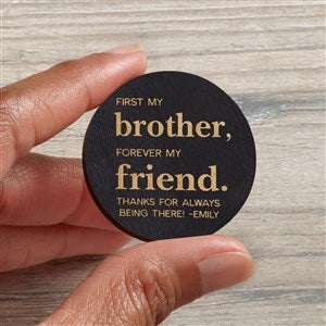 First My Brother Personalized Wood Pocket Token- Black Stain - 37965-BL