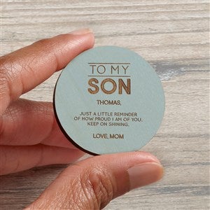 To My Son Personalized Wood Pocket Token- Blue Stain - 37966-B