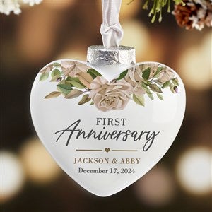 Floral Anniversary Personalized Deluxe Heart Ornament - 37980