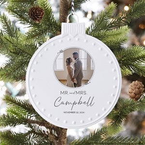 Natural Love Personalized White Enamel Photo Ornament - 38009