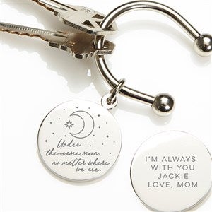 Under The Same Moon Engraved Silver Keyring - 38031