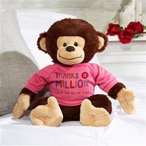 Many Thanks Personalized Plush Monkey- Raspberry - 38058-RS