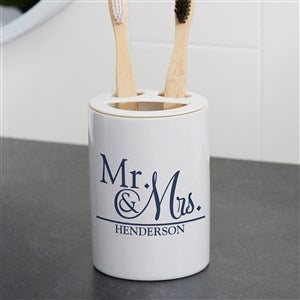 Wedded Pair Personalized Ceramic Toothbrush Holder - 38104