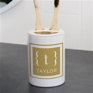 Classy Monogram Personalized Ceramic Toothbrush Holder - 38106