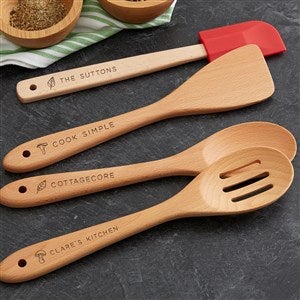 Cottagecore Mushrooms Personalized Beechwood Utensils- 4pc Set - 38168