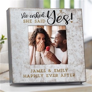 He Asked, She Said Yes Personalized Galvanized Metal Picture Frame - 4"x 4" - 38178-4x4