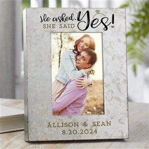 He Asked, She Said Yes Personalized Galvanized Metal Picture Frame- 4"x 6" - 38178-4x6V