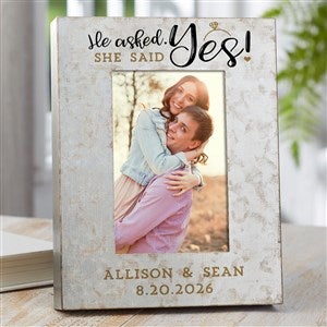 He Asked, She Said Yes Personalized Galvanized Metal Picture Frame- 4x 6 - 38178-4x6V