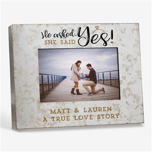 He Asked, She Said Yes Personalized Galvanized Metal Picture Frame- 4x 6 - 38178-4x6H