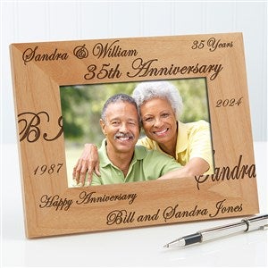 Engraved Wood 4x6 Anniversary Picture Frame - Forever & Always - 3818-S