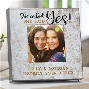 She Asked, She Said Yes Personalized Galvanized Metal Picture Frame - 4