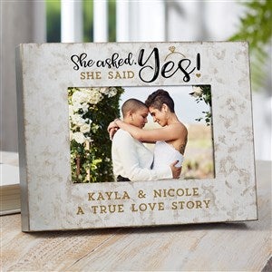 She Asked, She Said Yes Personalized Galvanized Metal Picture Frame- 4"x 6" - 38186-4x6H