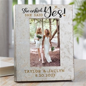 She Asked, She Said Yes Personalized Galvanized Metal Picture Frame- 4