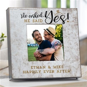He Asked, He Said Yes Personalized Galvanized Metal Picture Frame - 4