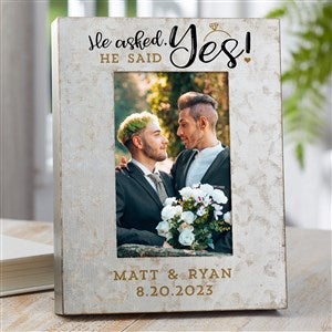 He Asked, He Said Yes Personalized Galvanized Metal Picture Frame- 4