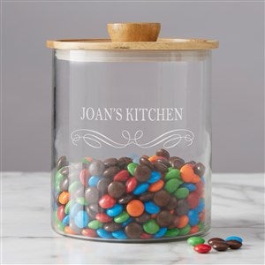 Classic Kitchen Personalized Glass Container with Acacia Lid-Large - 38197-L