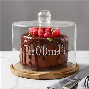 Brisbane Collection Personalized Cake Dome with Acacia Wood Base - 38208